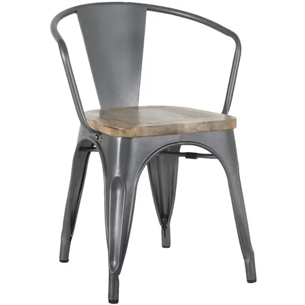 Stoelen | BISTRO CURVE | Hout/Staal | Hout (Mango) | Donkergrijs Frame | Indoor | Stapelbaar | 4 Stuks | 440x485x720(h)mm