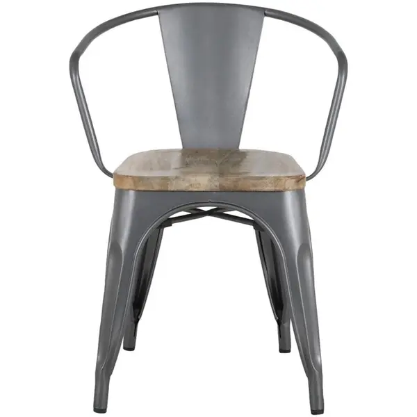 Stoelen | BISTRO CURVE | Hout/Staal | Hout (Mango) | Donkergrijs Frame | Indoor | Stapelbaar | 4 Stuks | 440x485x720(h)mm