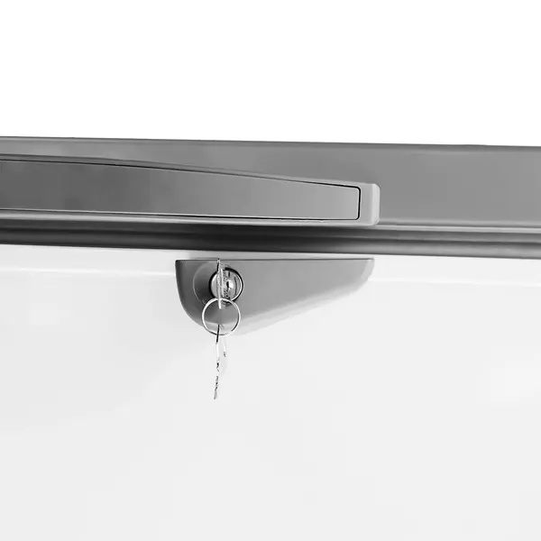 Vrieskist | Wit/RVS | 512L | -18°C | Statisch | Kanteldeksel | Wielen | 1535x740x825(h)mm