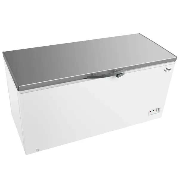 Vrieskist | Wit/RVS | 512L | -18°C | Statisch | Kanteldeksel | Wielen | 1535x740x825(h)mm