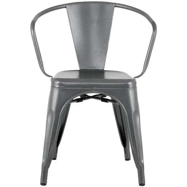 Stoelen | BISTRO CURVE | Staal | Donkergrijs | In-/Outdoor | Stapelbaar | 4 Stuks | 450x440x720(h)mm