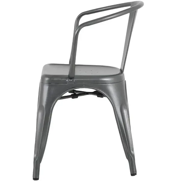 Stoelen | BISTRO CURVE | Staal | Donkergrijs | In-/Outdoor | Stapelbaar | 4 Stuks | 450x440x720(h)mm