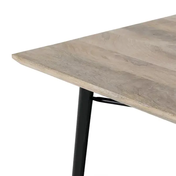 Tafel | BISTRO | Hout/Staal | Mangohout Blad | Zwart Frame | Indoor | 1450x880x770(h)mm