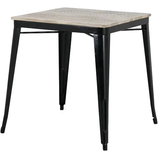 Tafel | BISTRO | Hout/Staal | Mangohout Blad | Zwart Frame | Indoor | 650x650x770(h)mm