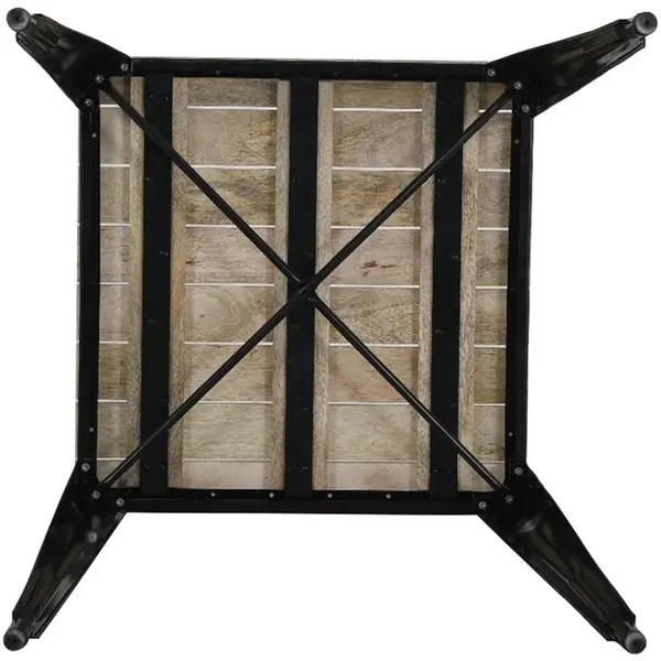 Tafel | BISTRO | Hout/Staal | Mangohout Blad | Zwart Frame | Indoor | 650x650x770(h)mm