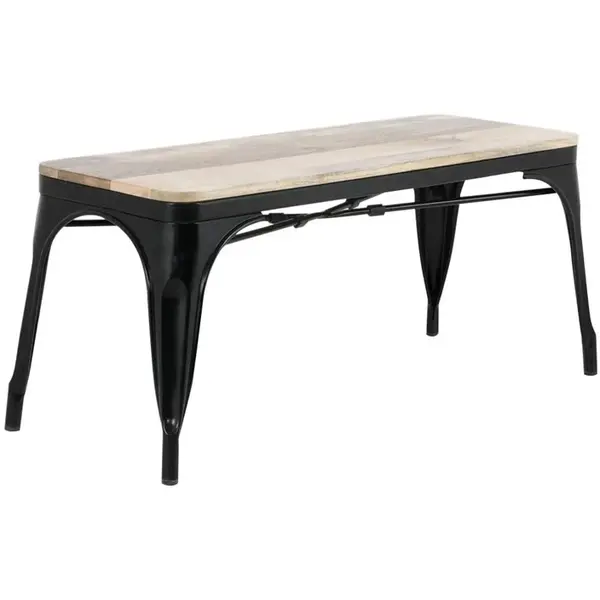 Banken | BISTRO | Hout/Staal | Hout (Mango) | Zwart Frame | Indoor | 2 Stuks | 1000x370x450(h)mm