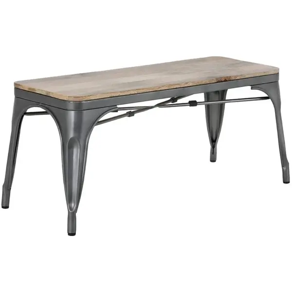 Banken | BISTRO | Hout/Staal | Hout (Mango) | Donkergrijs Frame | Indoor | 2 Stuks | 1000x370x450(h)mm