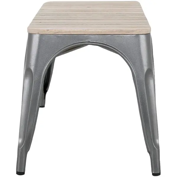 Banken | BISTRO | Hout/Staal | Hout (Mango) | Donkergrijs Frame | Indoor | 2 Stuks | 850x370x450(h)mm