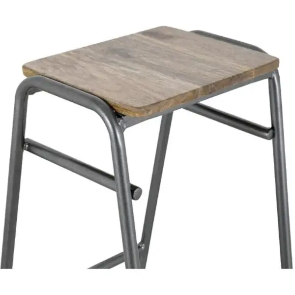 Krukken | CANTINA | Hout/Staal | Hout (Mango) | Donkergrijs Frame | Indoor | Stapelbaar | 4 Stuks | 650(h)mm