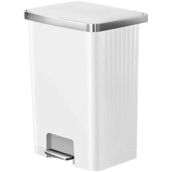 Pedaalemmer | HANA | Kunststof/RVS | Wit | 70L | Klapdeksel | 450x375x648(h)mm