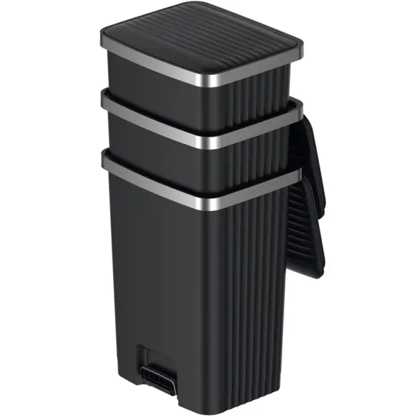 Pedaalemmer | HANA | Kunststof/RVS | Zwart | 70L | Klapdeksel | 450x375x648(h)mm