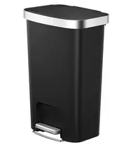 EKO Pedaalemmer | HANA | Kunststof/RVS | Zwart | 50L | Klapdeksel | Wielen | 433x312x641(h)mm