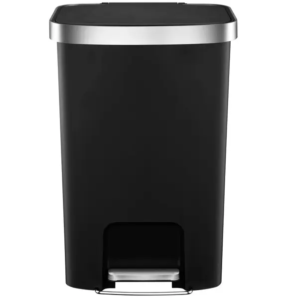 Pedaalemmer | HANA | Kunststof/RVS | Zwart | 50L | Klapdeksel | Wielen | 433x312x641(h)mm