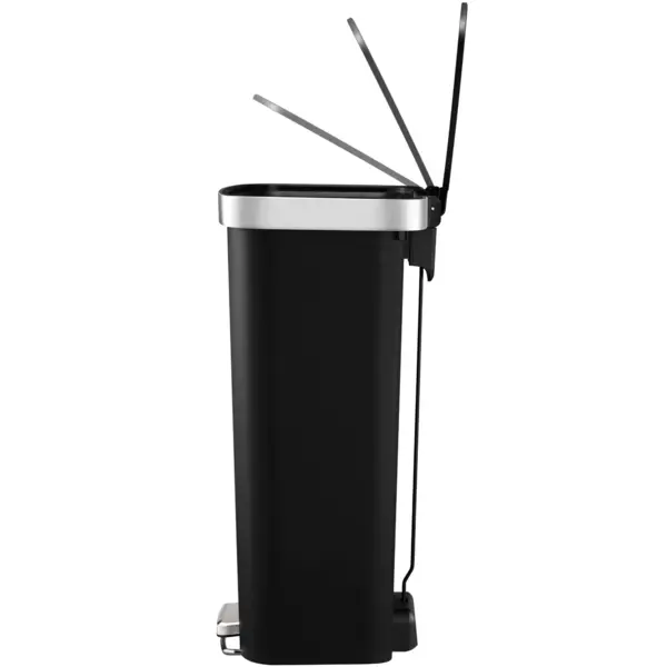 Pedaalemmer | HANA | Kunststof/RVS | Zwart | 50L | Klapdeksel | Wielen | 433x312x641(h)mm