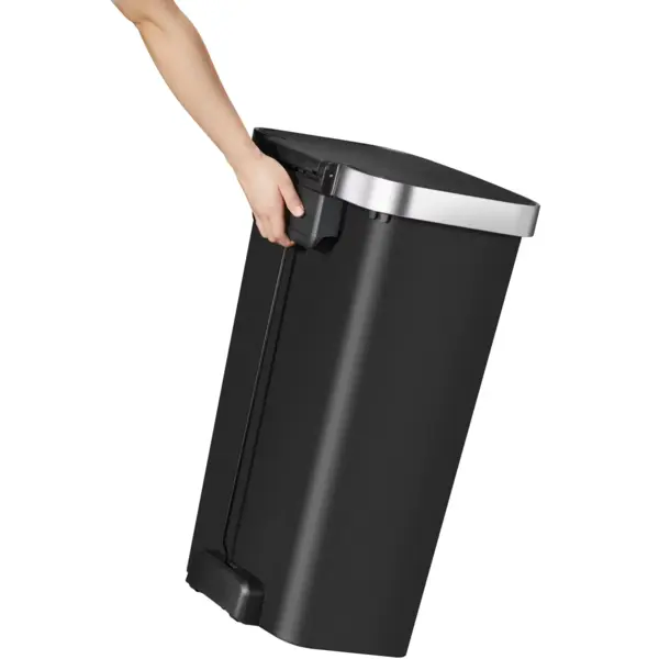 Pedaalemmer | HANA | Kunststof/RVS | Zwart | 50L | Klapdeksel | Wielen | 433x312x641(h)mm