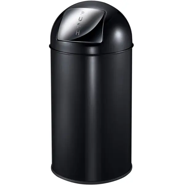 Afvalbak | Zwart | 40L | Duwdeksel | Ø350x740(h)mm