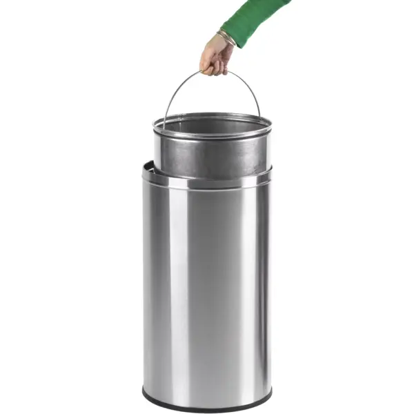 Afvalbak | RVS | 40L | Duwdeksel | Ø350x740(h)mm