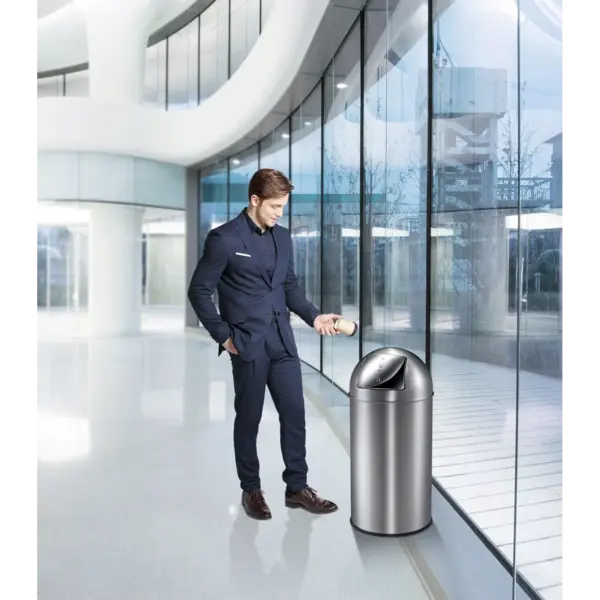 Afvalbak | RVS | 40L | Duwdeksel | Ø350x740(h)mm