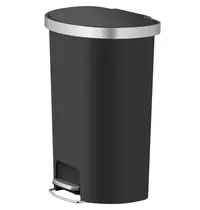 EKO Pedaalemmer | HANA | Kunststof/RVS | Zwart | 55L | Klapdeksel | Wielen | 464x347x650(h)mm 