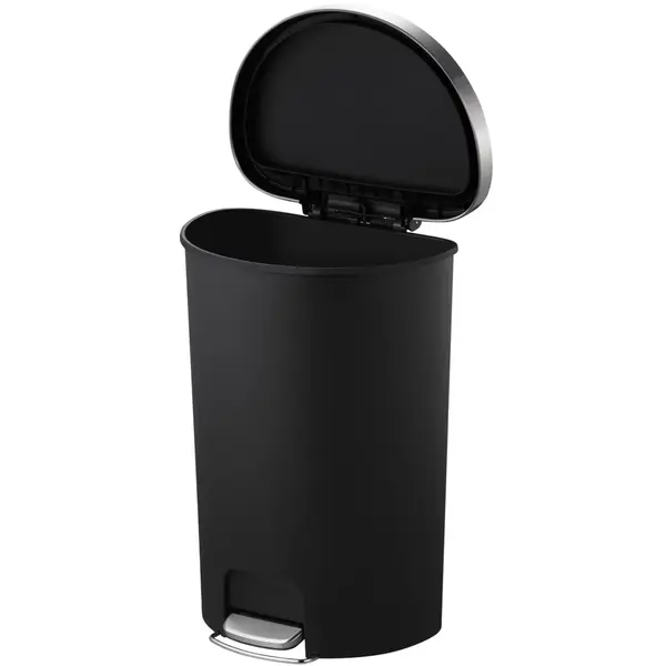 Pedaalemmer | HANA | Kunststof/RVS | Zwart | 55L | Klapdeksel | Wielen | 464x347x650(h)mm