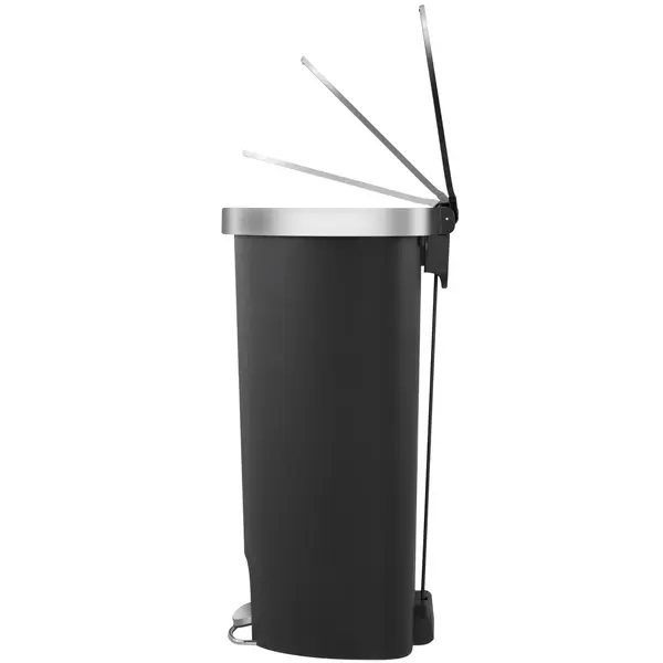 Pedaalemmer | HANA | Kunststof/RVS | Zwart | 55L | Klapdeksel | Wielen | 464x347x650(h)mm