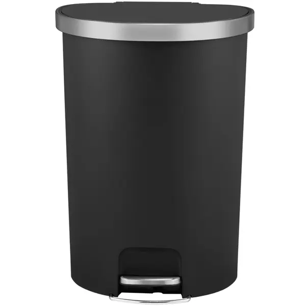 Pedaalemmer | HANA | Kunststof/RVS | Zwart | 55L | Klapdeksel | Wielen | 464x347x650(h)mm