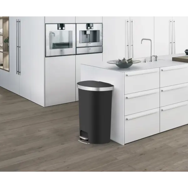 Pedaalemmer | HANA | Kunststof/RVS | Zwart | 55L | Klapdeksel | Wielen | 464x347x650(h)mm