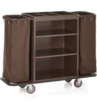 ESSENTIALS Huishoudwagen | Staal/Hout | 3 Niveaus | Incl. Waszakken | Wielen (Geremd) | 1400x470x1080(h)mm