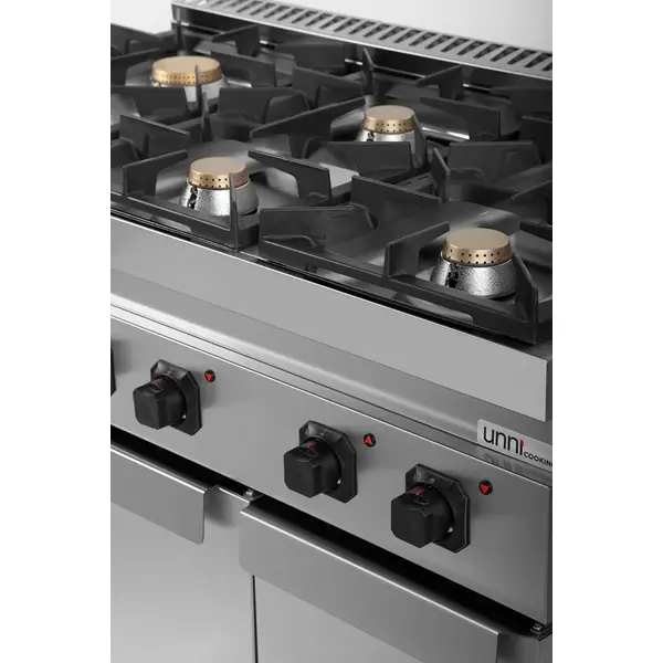 Fornuis | 700 SERIE | Gas | 6 Branders (4x 6.5kW, 2x 9kW) | Waakvlam | 3 Neutrale Vakken | 1200x700x800/900(h)mm