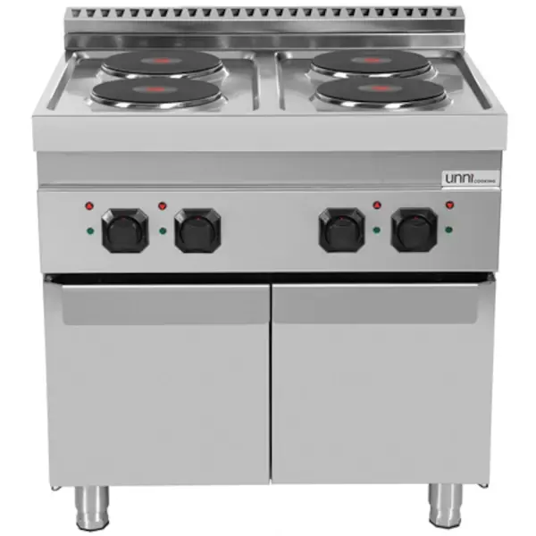 Fornuis | 700 SERIE | Elektrisch | 4 Kookpunten (Ø220) | 10.4kW (400V) | 2 Neutrale Vakken | 800x700x850(h)mm