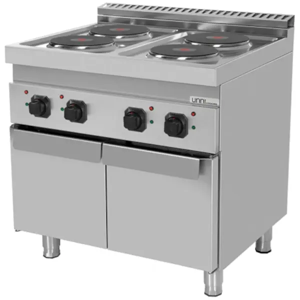 Fornuis | 700 SERIE | Elektrisch | 4 Kookpunten (Ø220) | 10.4kW (400V) | 2 Neutrale Vakken | 800x700x850(h)mm