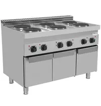 UNNI-COOKING Fornuis | 700 SERIE | Elektrisch | 6 Kookpunten (Ø220) | 15.6kW (400V) | 3 Neutrale Vakken | 1200x700x850(h)mm