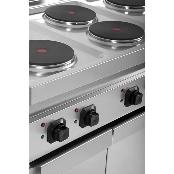 Fornuis | 700 SERIE | Elektrisch | 6 Kookpunten (Ø220) | 15.6kW (400V) | 3 Neutrale Vakken | 1200x700x850(h)mm