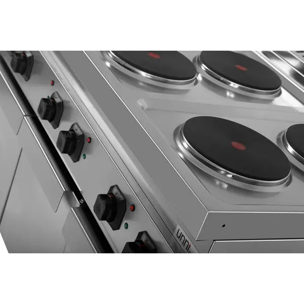 Fornuis | 700 SERIE | Elektrisch | 6 Kookpunten (Ø220) | 15.6kW (400V) | 3 Neutrale Vakken | 1200x700x850(h)mm