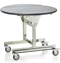 WAS Germany Roomservice Tafel | RVS/Hout | Wielen (Geremd) | 1050x900x750(h)mm