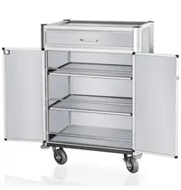 WAS Germany Minibar Bijvulwagen | Aluminium/Hout | 3 Niveaus | Wielen (Geremd) | 850x600x1350()mm 