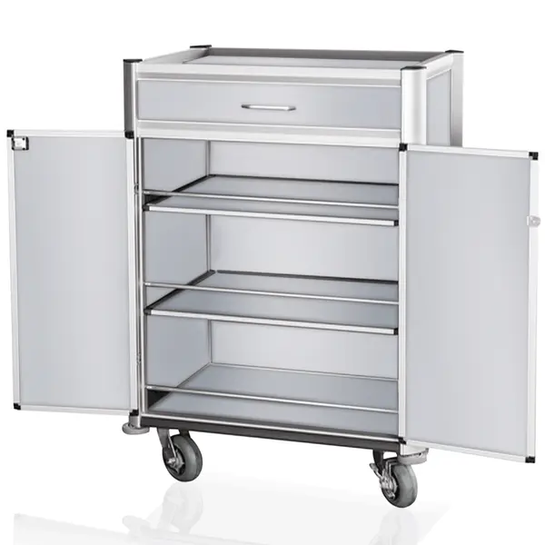 Minibar Bijvulwagen | Aluminium/Hout | 3 Niveaus | Wielen (Geremd) | 850x600x1350()mm