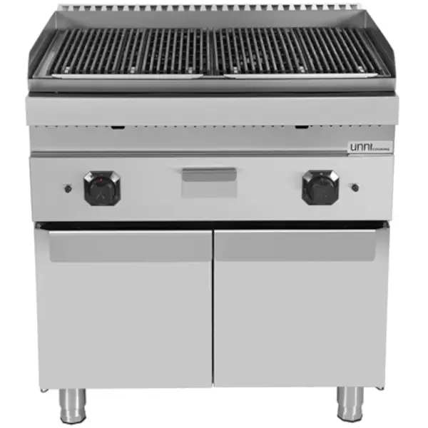 Lavasteengrill | 700 SERIE | Gas | Oppervlak 740x510 (Gietijzer) | 18kW | Piëzo Ontsteking | 2 Neutrale Vakken | 800x700x850/900(h)mm