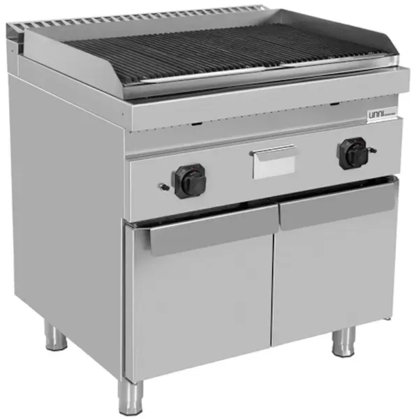 Lavasteengrill | 700 SERIE | Gas | Oppervlak 740x510 (Gietijzer) | 18kW | Piëzo Ontsteking | 2 Neutrale Vakken | 800x700x850/900(h)mm
