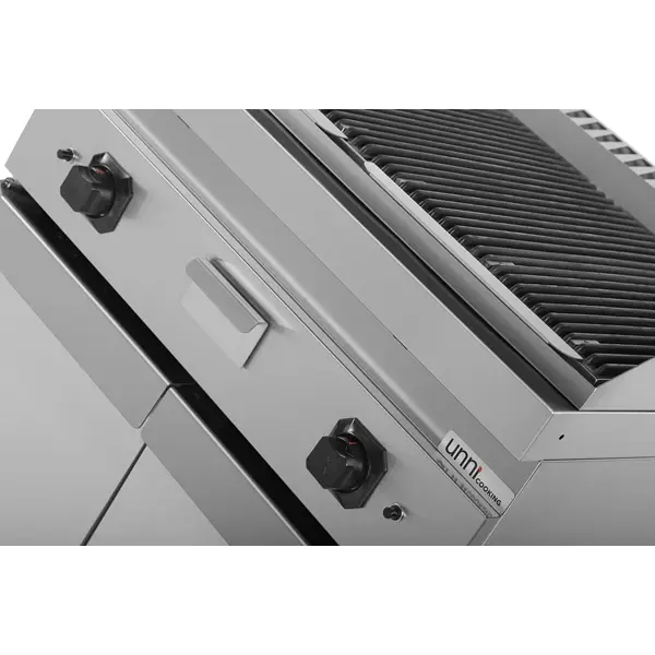 Lavasteengrill | 700 SERIE | Gas | Oppervlak 740x510 (Gietijzer) | 18kW | Piëzo Ontsteking | 2 Neutrale Vakken | 800x700x850/900(h)mm