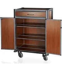 WAS Germany Minibar Bijvulwagen | Aluminium/Hout | 3 Niveaus | Wielen (Geremd) | 850x600x1350()mm