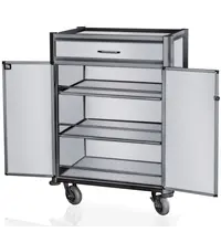 WAS Germany Minibar Bijvulwagen | Aluminium/Hout | 3 Niveaus | Wielen (Geremd) | 850x600x1350()mm 