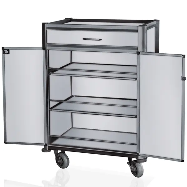 Minibar Bijvulwagen | Aluminium/Hout | 3 Niveaus | Wielen (Geremd) | 850x600x1350()mm