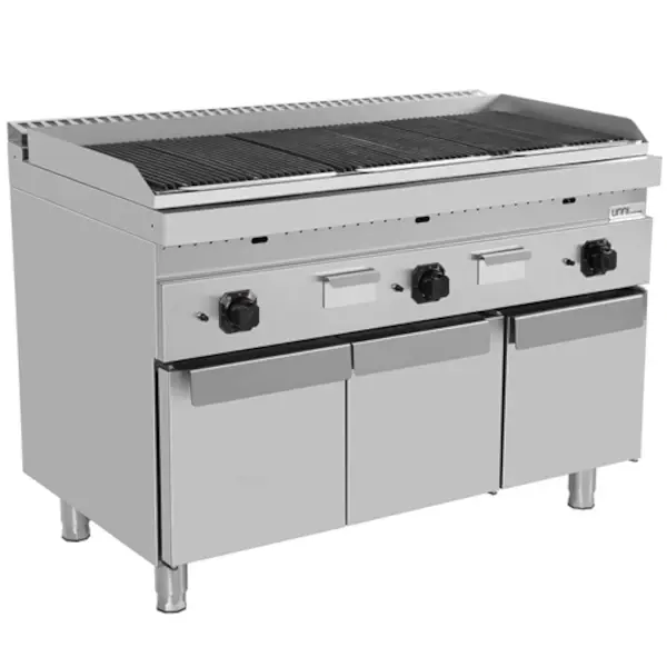 Lavasteengrill | 700 SERIE | Gas | Oppervlak Gietijzer | 27kW | Piëzo Ontsteking | 3 Neutrale Vakken | 1200x700x850/900(h)mm
