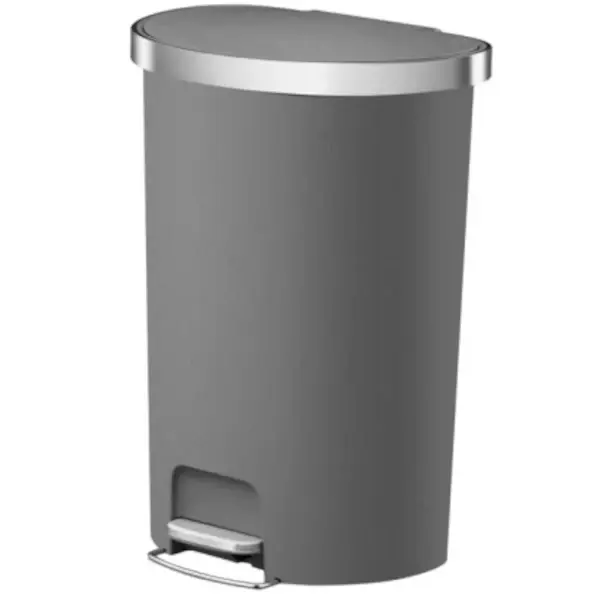 Pedaalemmer | HANA | Kunststof/RVS | Grijs | 55L | Klapdeksel | Wielen | 464x347x650(h)mm