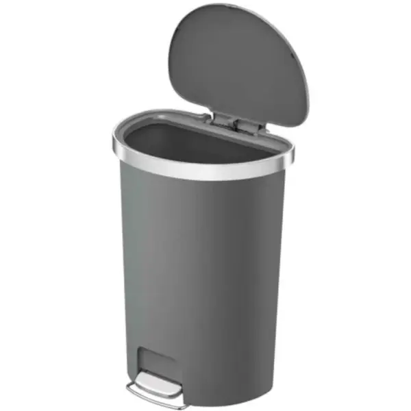 Pedaalemmer | HANA | Kunststof/RVS | Grijs | 55L | Klapdeksel | Wielen | 464x347x650(h)mm