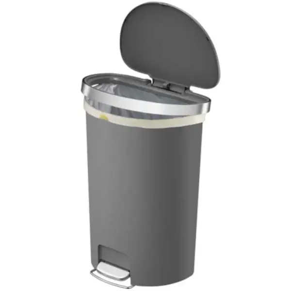 Pedaalemmer | HANA | Kunststof/RVS | Grijs | 55L | Klapdeksel | Wielen | 464x347x650(h)mm