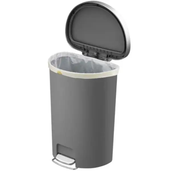 Pedaalemmer | HANA | Kunststof/RVS | Grijs | 55L | Klapdeksel | Wielen | 464x347x650(h)mm