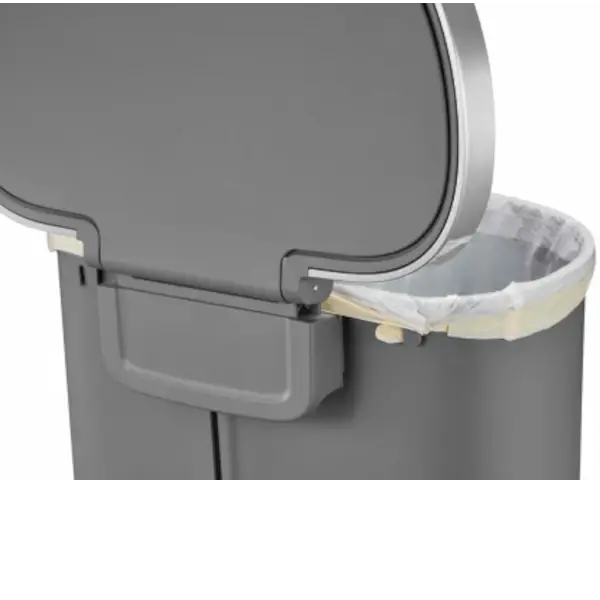 Pedaalemmer | HANA | Kunststof/RVS | Grijs | 55L | Klapdeksel | Wielen | 464x347x650(h)mm