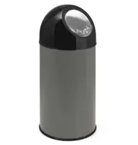 V-Part Afvalbak | Metaal/Kunststof | Grijs/Zwart | 40L | Duwdeksel | Ø315x670(h)mm 